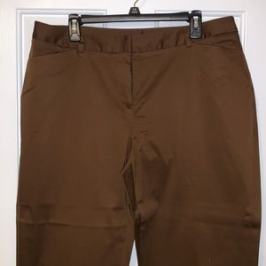 Pantalon Crop Jones New York Signature Taille 12P - Broderie Florale Marron - Stretch